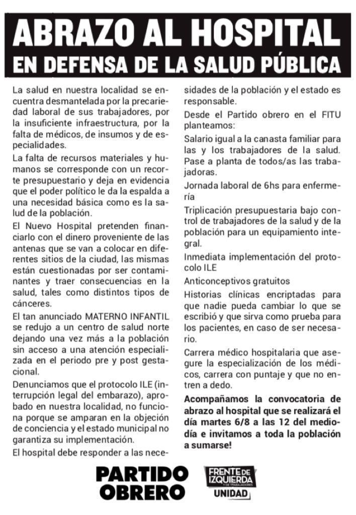 folleto izquierda salud hospital abrazo