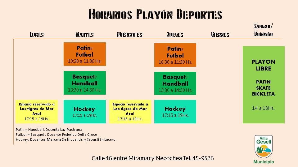 Horarios 2019-Playon deportes