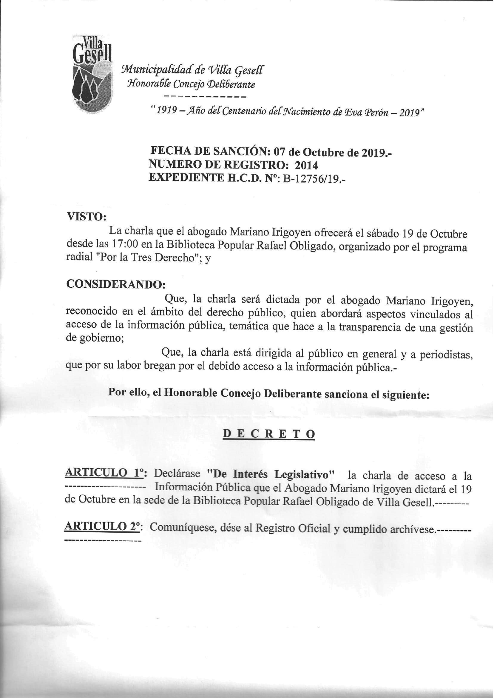 interes legislativo Mariano Irigoyen-1